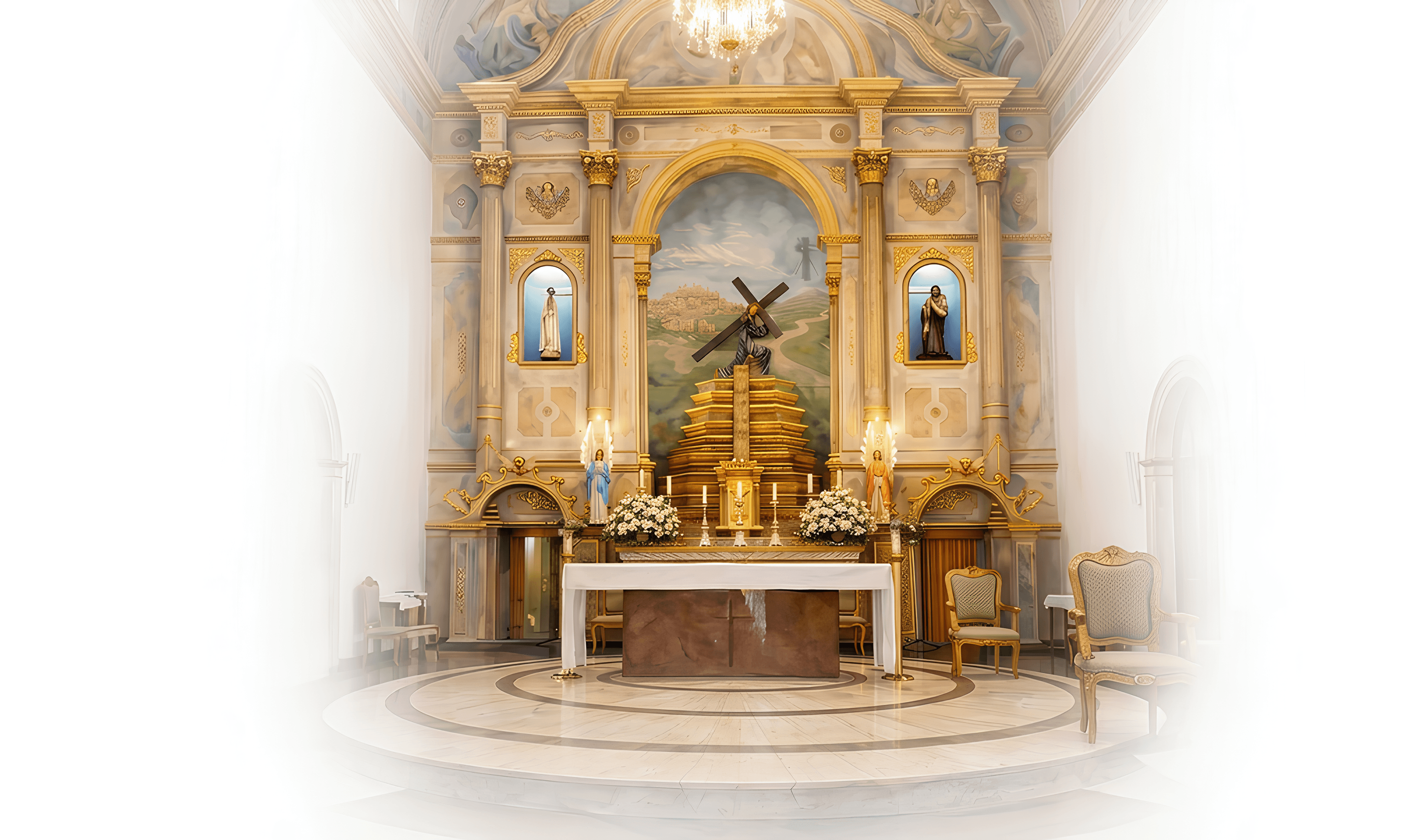 Interior da igreja onde será a cerimônia